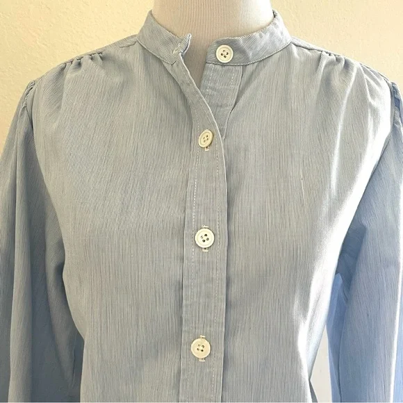 JH Chic Light Blue Puff Sleeve Button Down Blouse Small - Picture 4 of 12